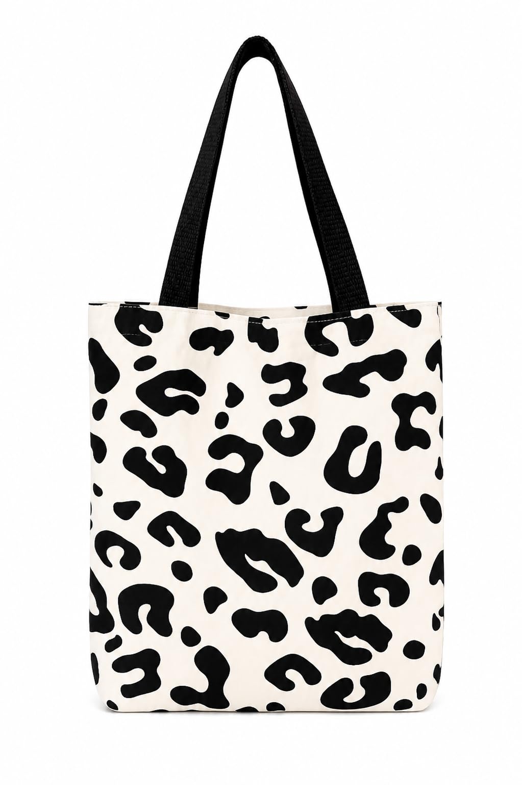 the sack co. Leopard Print Canvas Tote Bag, Black and Cream Animal Print, Stylish Everyday Shoulder Bag-picture-40