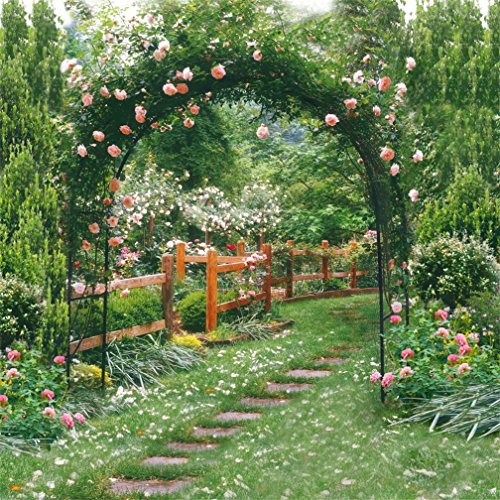 Fotohintergrund für Hochzeiten, 3 x 3 m, romantischer Gartenweg, schöne Blumen, Pergola, Kleinkind, Mädchen, Portrait, Szene für Fotoshooting,