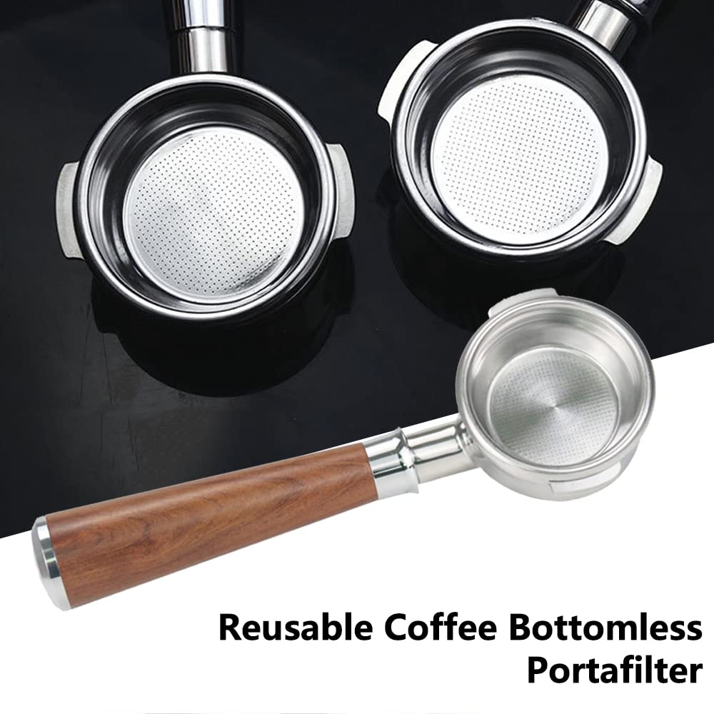 Portafiltro sin fondo de acero inoxidable de 58 mm con cesta de filtro de taza, apto para cafetera espresso Breville, dos orejas, tipo A