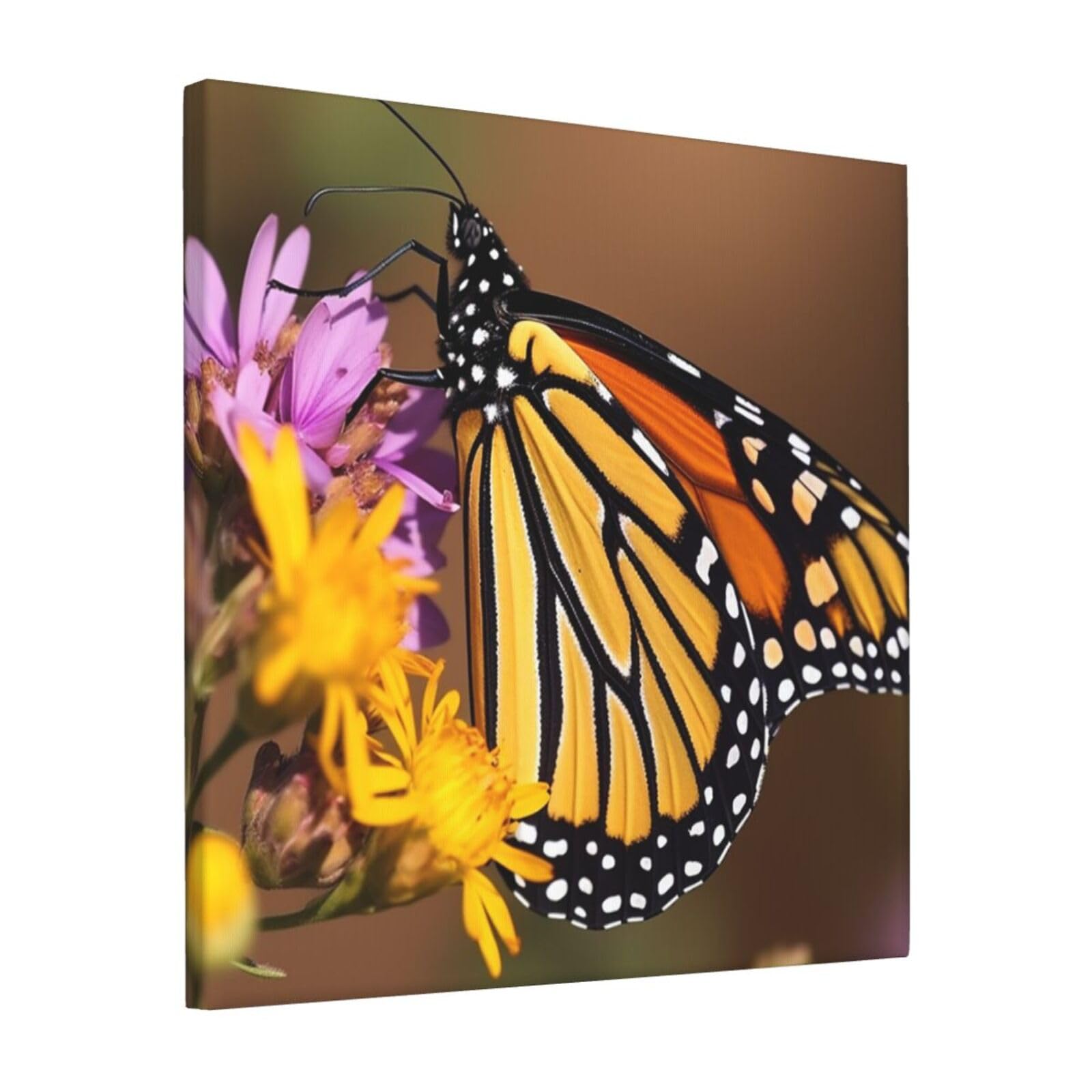 FodPand Monarch Butterfly Canvas Wall Art for Living Room Wall Decor 12"x12" Modern Artwork Painting Pictures Hanging Canvas Prints Aesthetic Wall Art for Bedroom Bathroom Office Wallart Decor