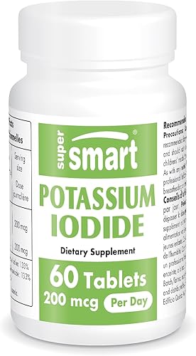 SuperSmart - Yoduro de potasio KI 200mcg por día (yodo estable) - Escudo de alta potencia | Sin OMG y sin gluten | 60 tabletas