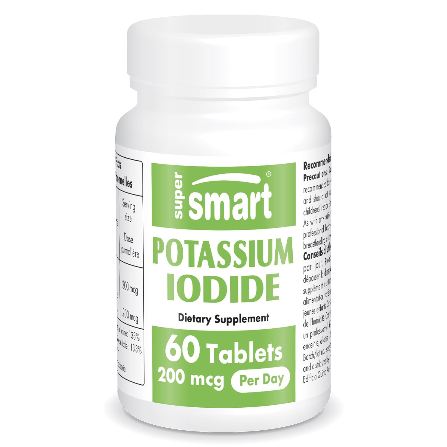 SuperSmart - Potassium Iodide KI 200mcg per Day (Stable Iodine) - High Potency Shield | Non-GMO & Gluten Free | 60 Tablets