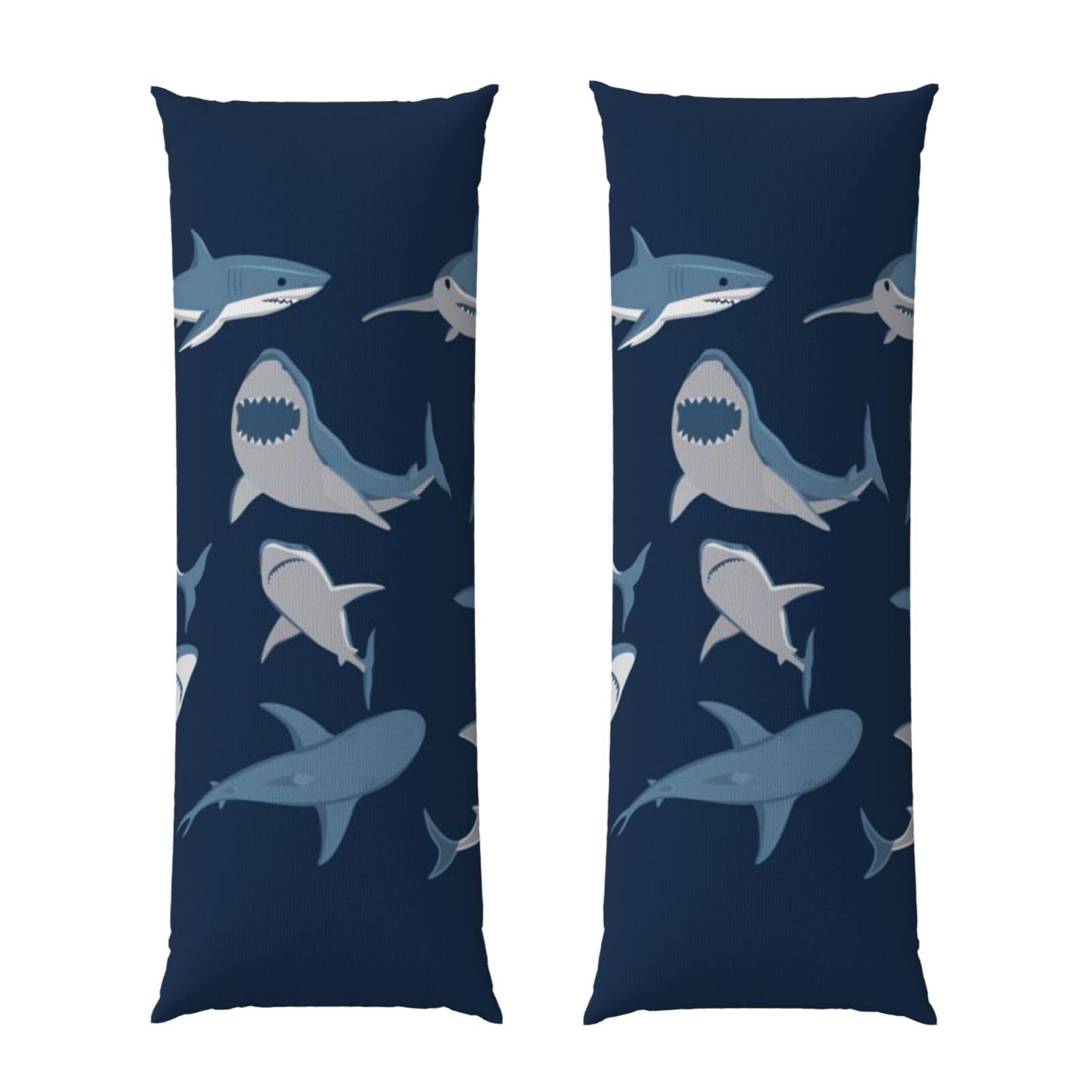 Taie d'oreiller rectangulaire bleue requin 50x137 housse grand polochon enfant