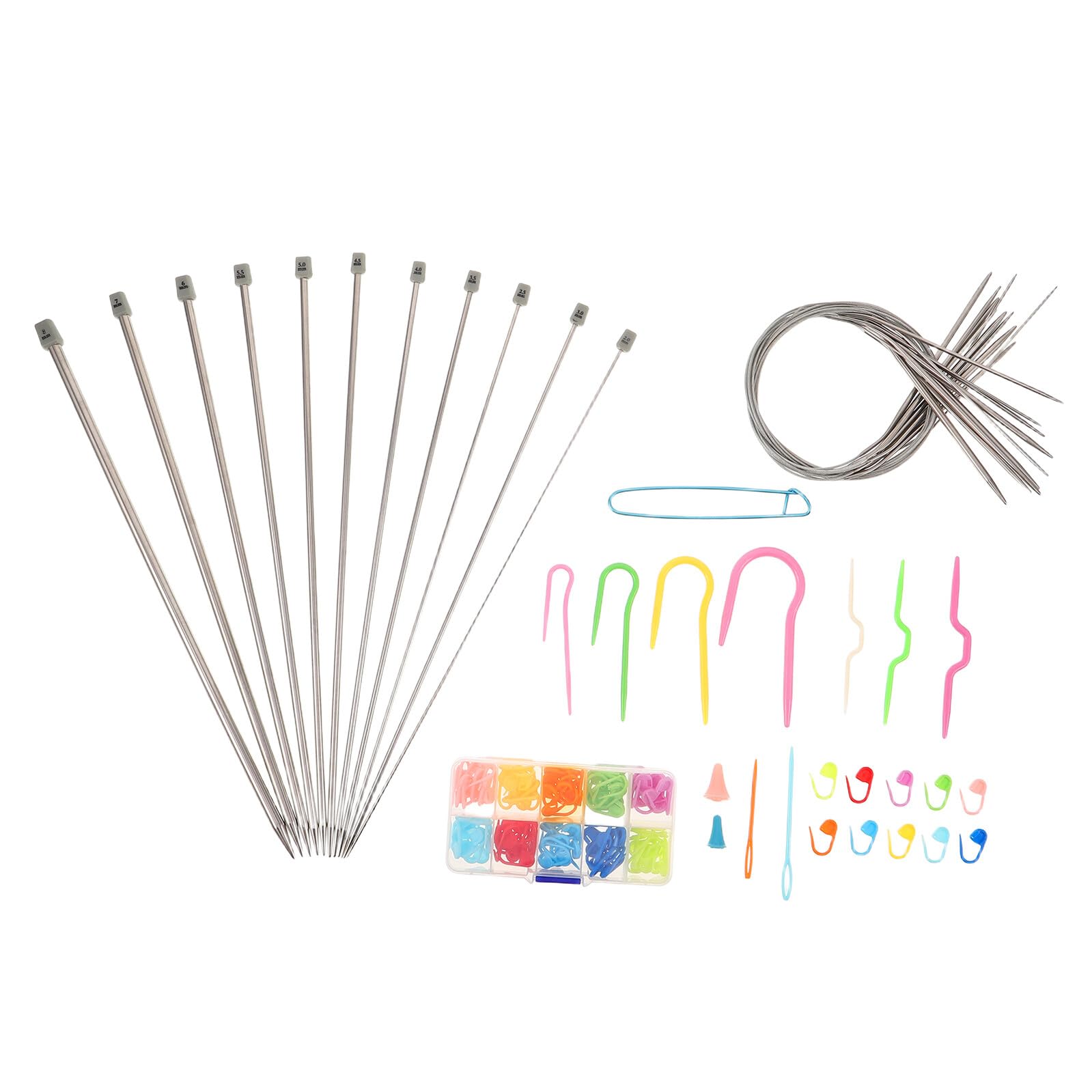 Didiseaon Strumenti per Uncinetto e Maglia Kit Accessori per Lavorare Maglia all Uncinetto Includi Ago per Infilare Marcatori per Punti di Bloccaggio e Utensili per Principianti