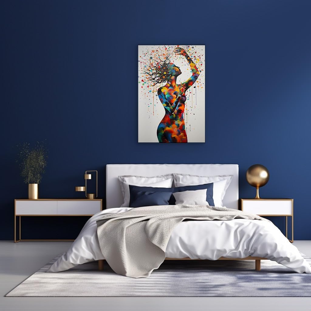 Canvas for Living room. Unleashing Ecstasy: A Vivid Celebration of Artistic Freedom and Joy, 27 x 18 inch Canvas Wall Art - Contemporary Masterpieces - Modern Home Decor