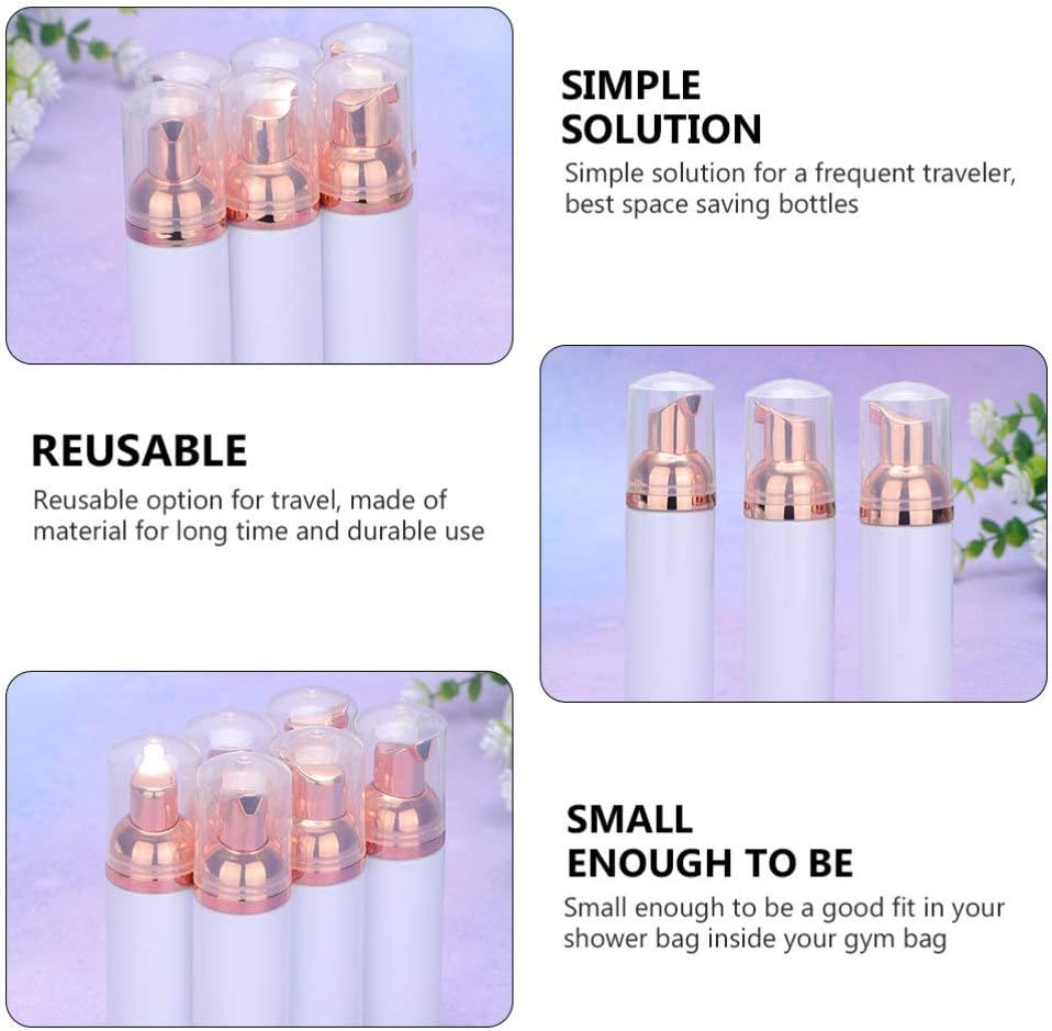 12Pcs Foam Bottle with Pump Empty Travel Foaming Portable Facial Foaming Bottles for Shampoo Body Wash 30ml Rose Gold