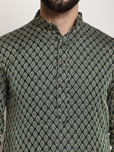 Image of SOJANYA(Since 1958 Men's Silk Blend Paisley Design Kurta & Off-White Churidar Pyjama Set