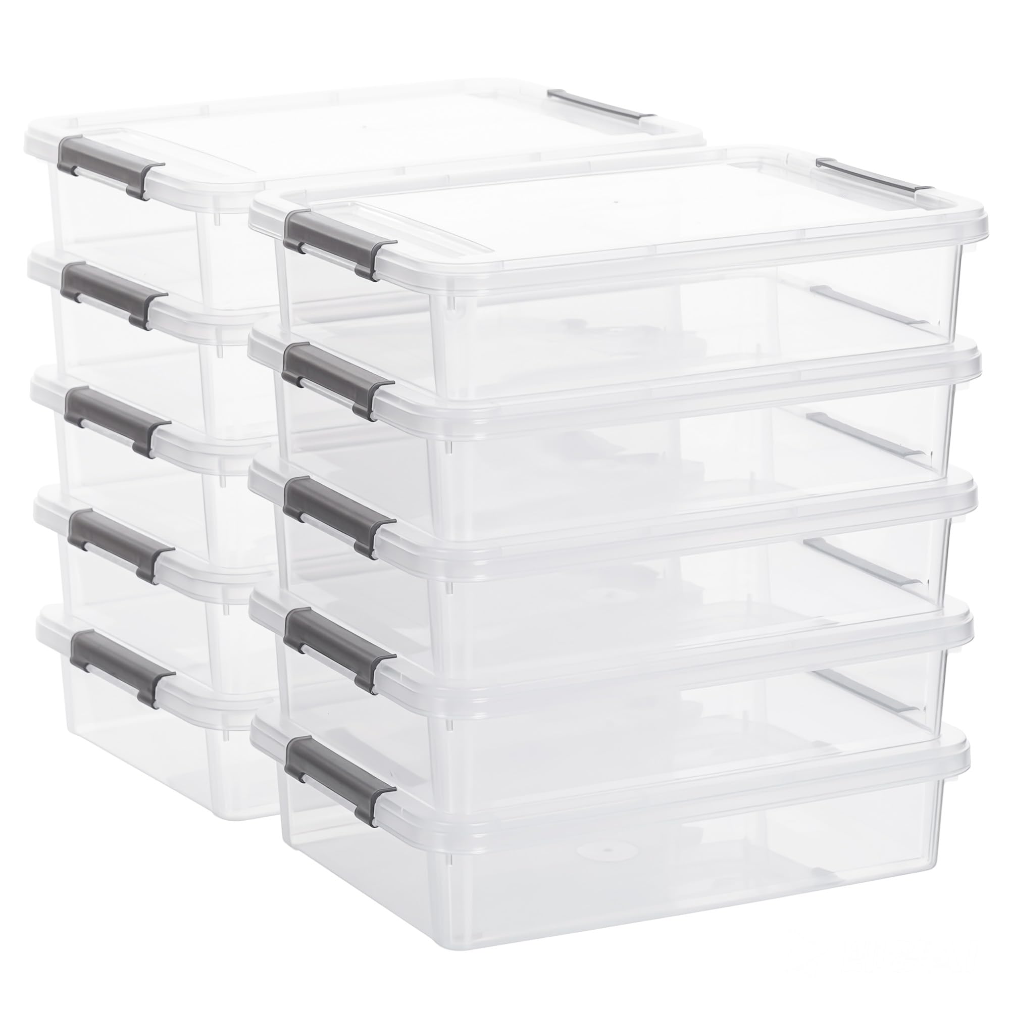 Citylife 5.3 Qt Storage Bins with Lids, Plastic Bins and Paper Storage 10PC