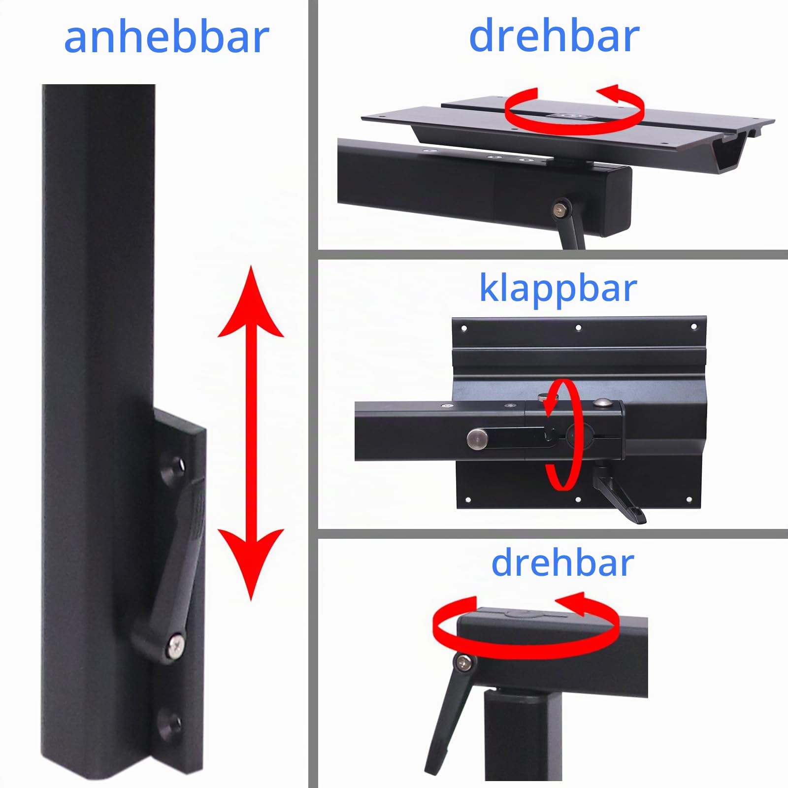 Klappbare Tischbeine aus Aluminiumlegierung, werden für Wohnmobile, Yachten, Wohnwagen und Wohnwagen verwendet. (Schwarz)