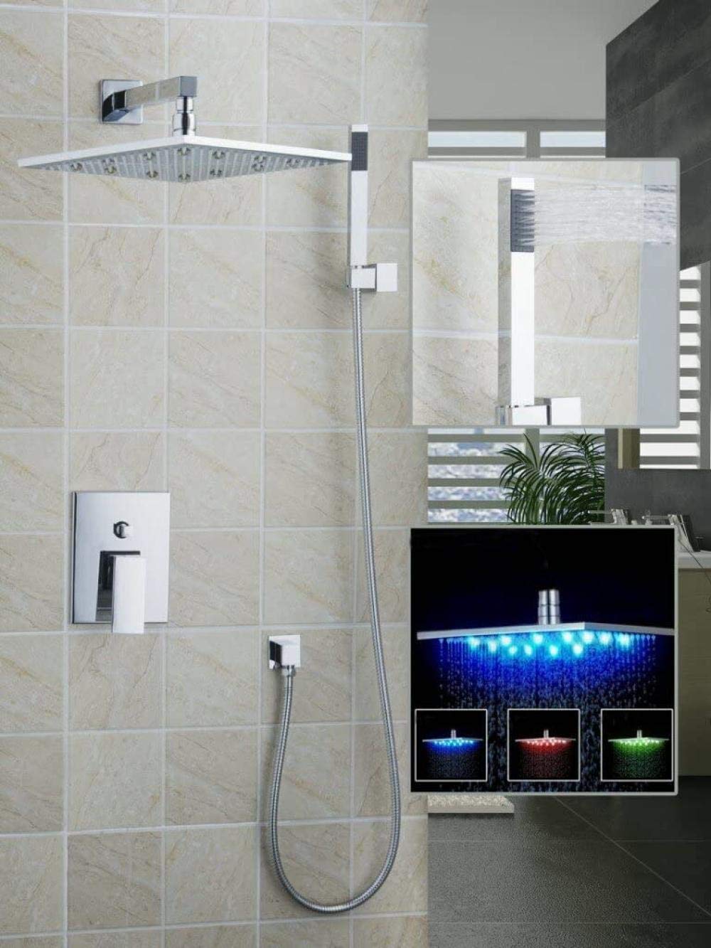 Mitigeurs et robinets d'ampli avec colonne de douche LED et baignoire