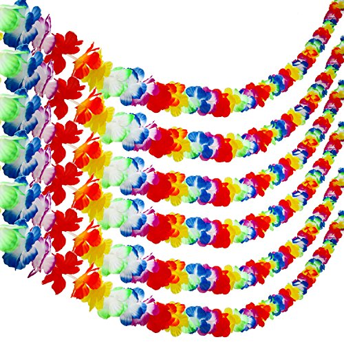 Aneco 6 Packs Colorful Hawaiian Luau Tropical Flower Lei Garland Party Decorations Hawaiian Tropical Party Supplies,10 Feet Each #TOP9