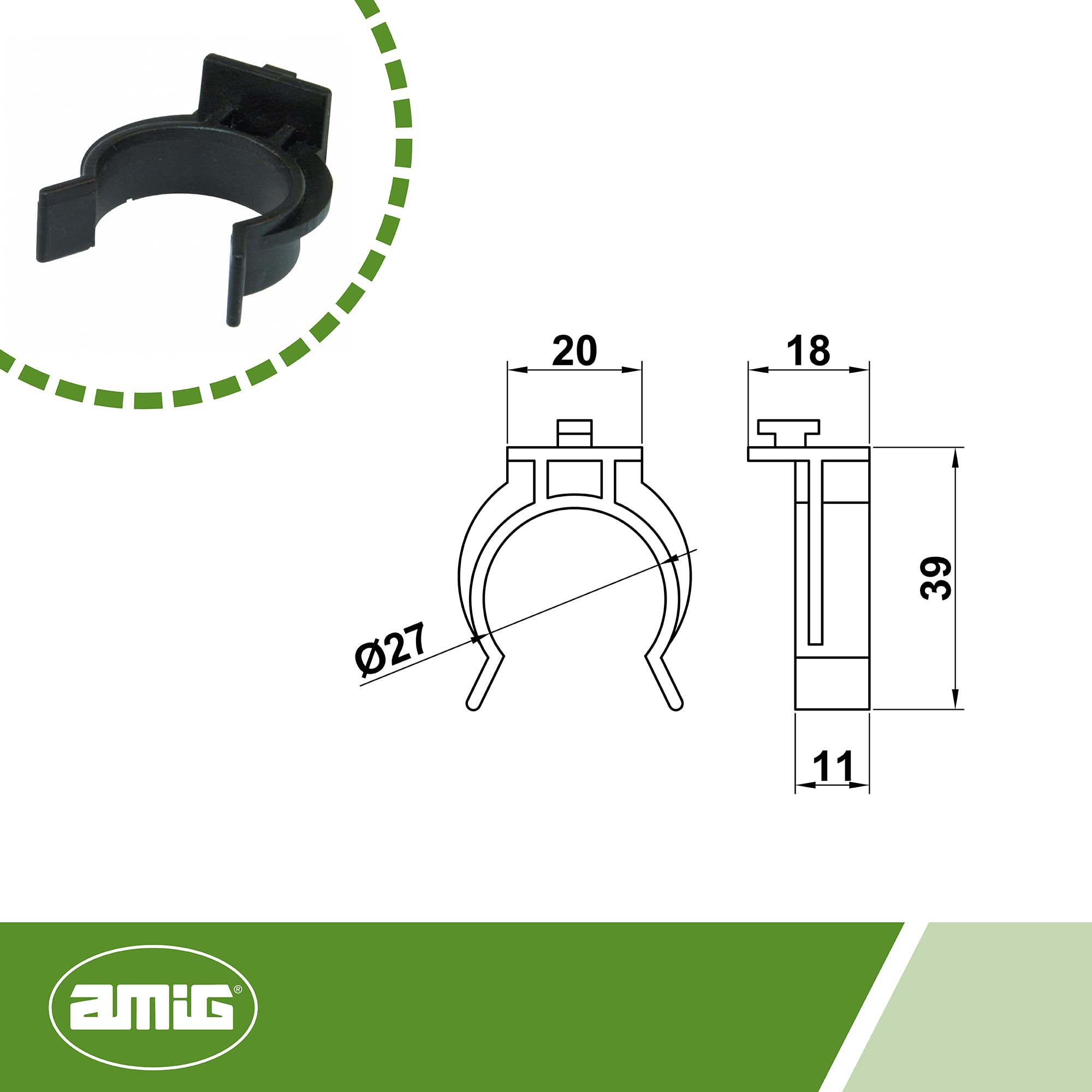 Clip Per Gambe Mobili Amig | Mod. 10 Da 27mm | Per Battiscopa In Armadi Bassi | Plastica Nera - Foto 11
