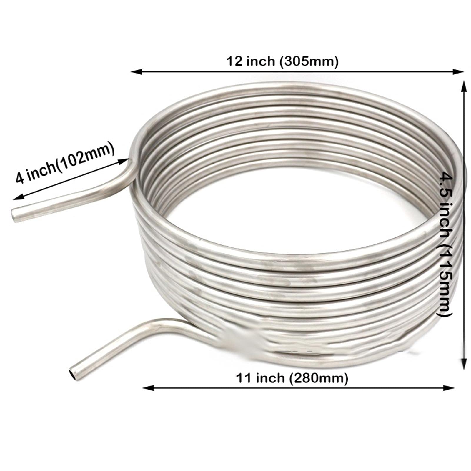 Enfriador de mosto de tanque de licor caliente de 25' x 1/2" de acero inoxidable de 12" de diámetro, serpentín de enfriamiento de cerveza de acero inoxidable, enfriador de inmersión for elabora