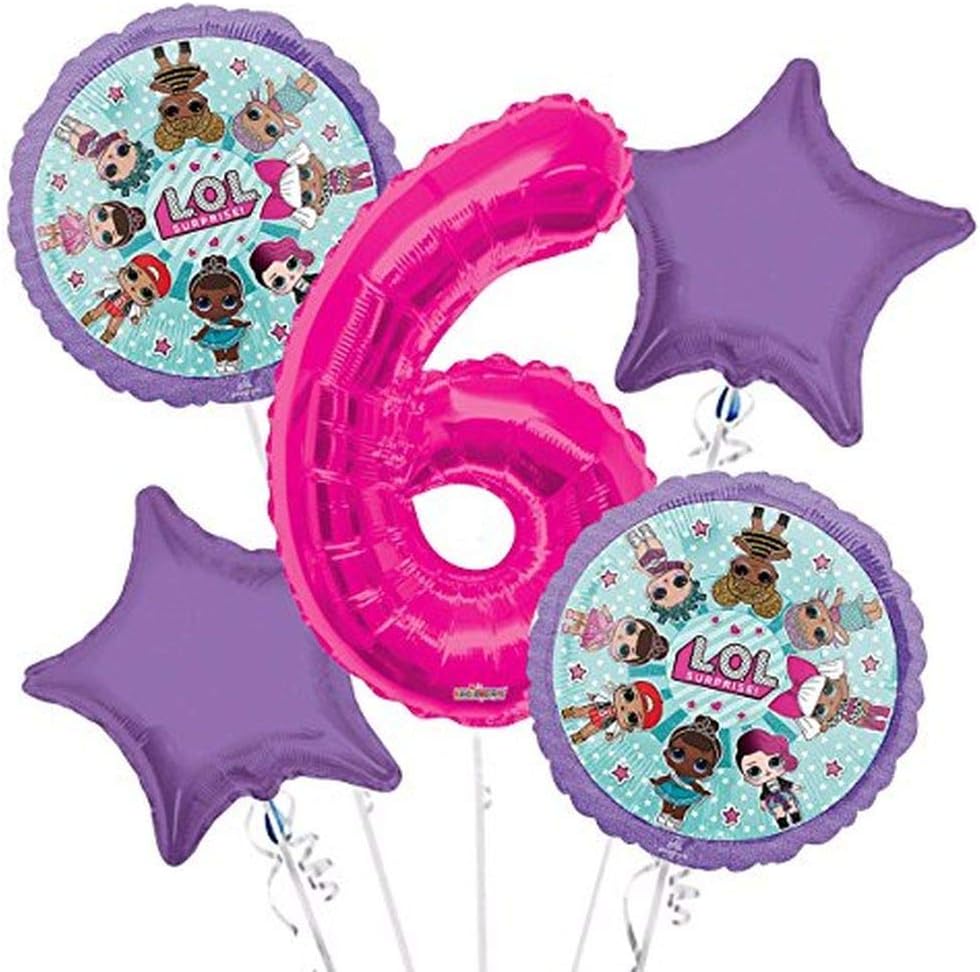 LOL Suprise Balloon Bouquet 6th Birthday 5 pcs - Party Supplies