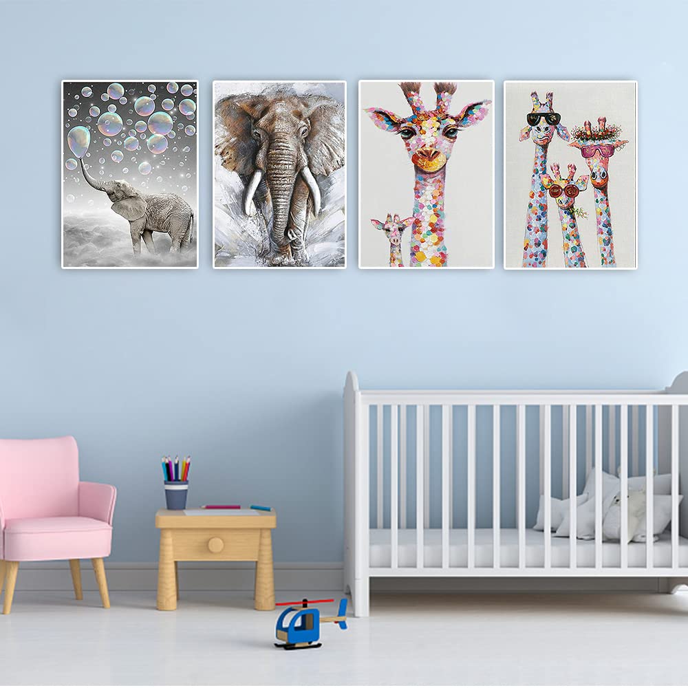 DIY 5D Diamond Painting Kit Elefant Mit Baby - 30x90cm, Rund-Diamanten, Volles Design
