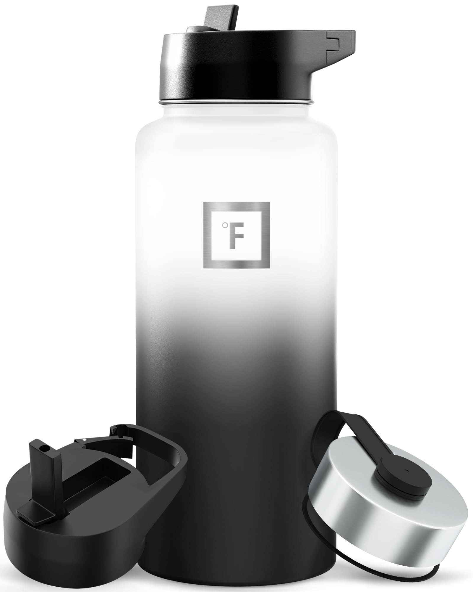 Insulated Water Bottle with Straw - 22/32/40/64 oz with 3 Lids - Stainless Steel Double Walled Camping & Hiking Hydration Flask - Vacuum Leak Proof BPA Free - Travel Sports Gym