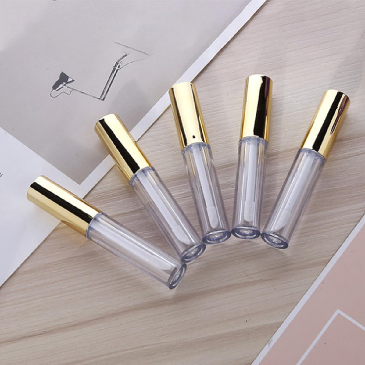 SEWACC 40 Stück Leere Lipgloss Tube 10ml Kunststoff Gold Tragbar für Lipgloss und Lip Oil Make Up Verpackung