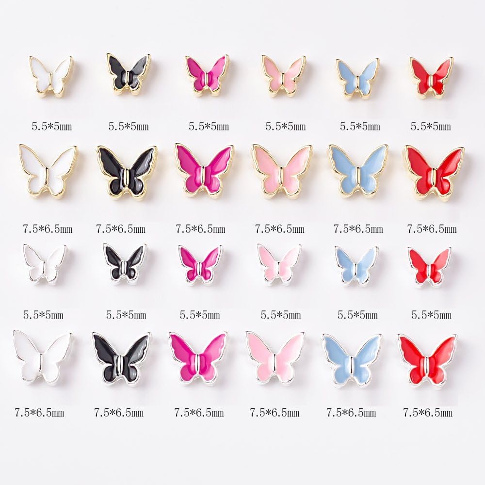 qbodp 50 Pcs Nail Decoration Fashion Nail Decoration Bow Decoration for Nail, Nail Supplies Nail Art Decoration Accessories,Silver