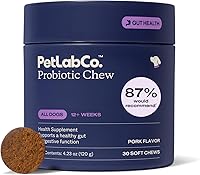 Vista 1 de PetLab Co. Probióticos para perros, ayudan a la salud intestinal, la diarrea ocasional, la salud digestiva y las alergias estacionales, sabor a