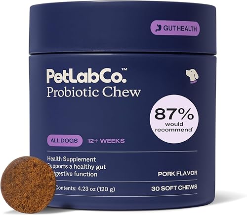 PetLab Co. Probióticos para perros, ayudan a la salud intestinal, la diarrea ocasional, la salud digestiva y las alergias estacionales, sabor a