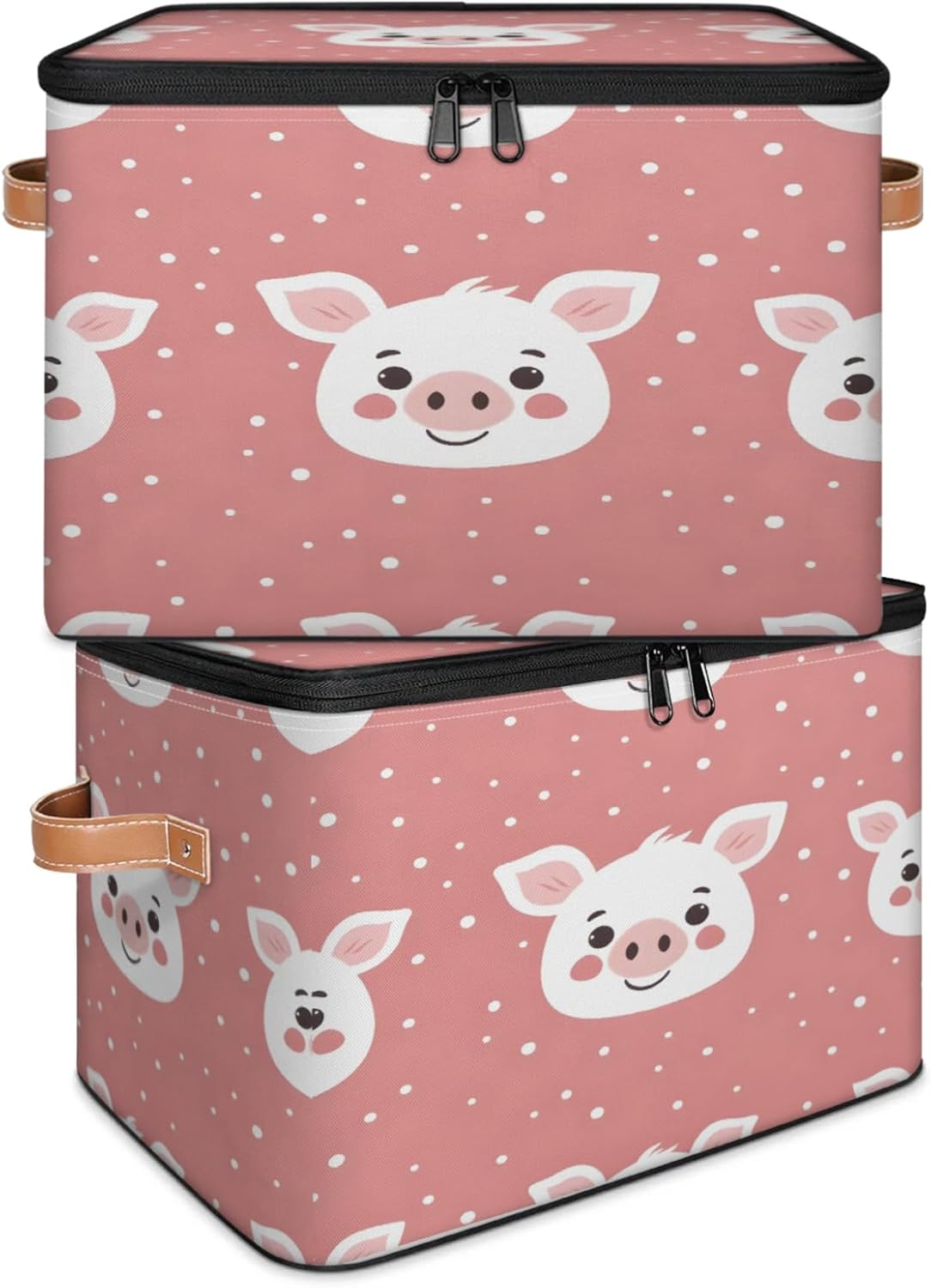 2-Pack Storage bins with lids - 26 quart organizer bins - Collapsible fabric storage bins with sturdy handles and double zipper tops - Versatile for home, toys, dorm rooms