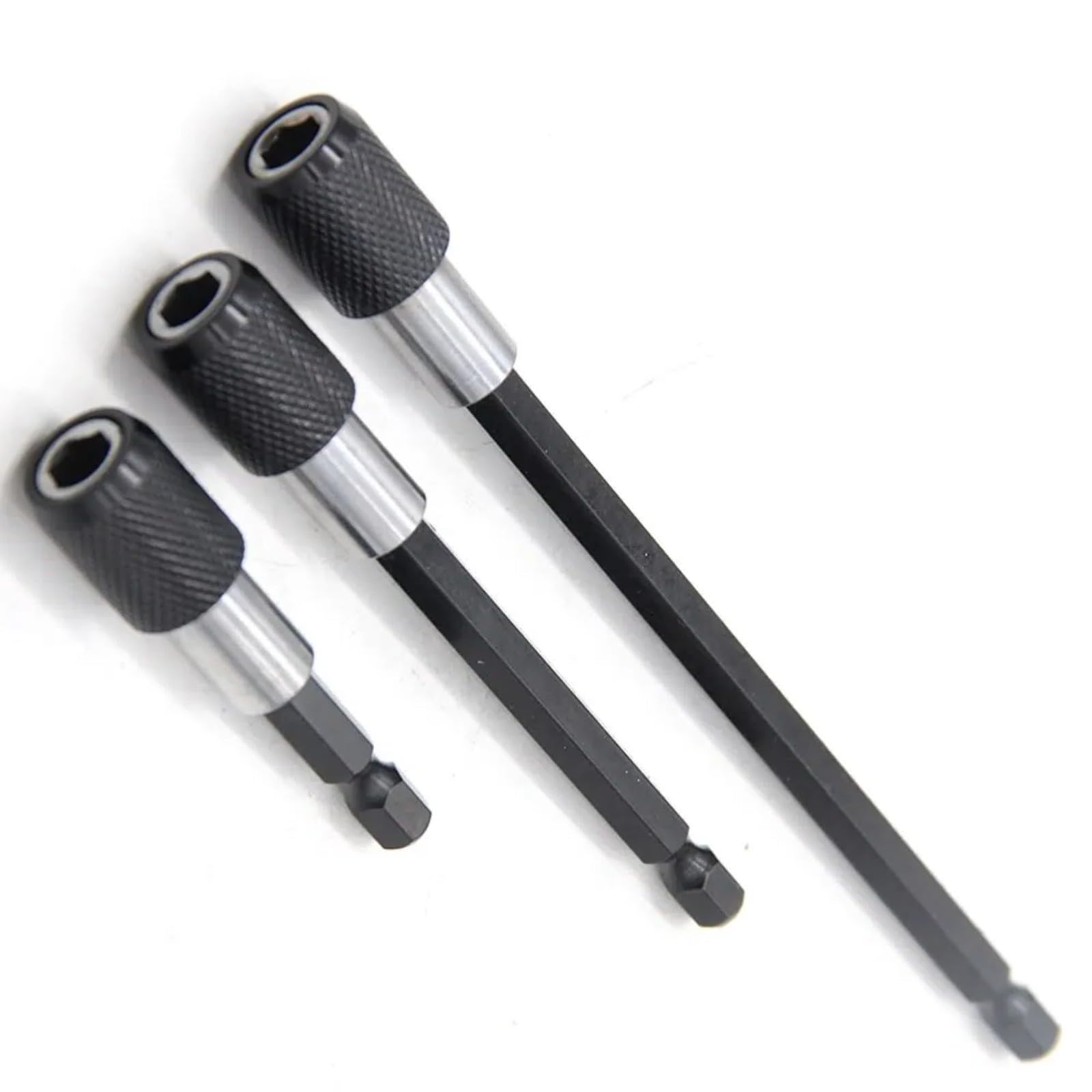 of 3 Quickly Release SelfLocking Drill Bit Holder Extension Rod Ideal for Home Professional Application Long Last Steel Tool