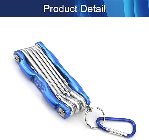 Vista 4 de Aicosineg Llaves hexagonales, juego de llaves hexagonales, 8 en 1 plegable com, llave para herramienta de reparación