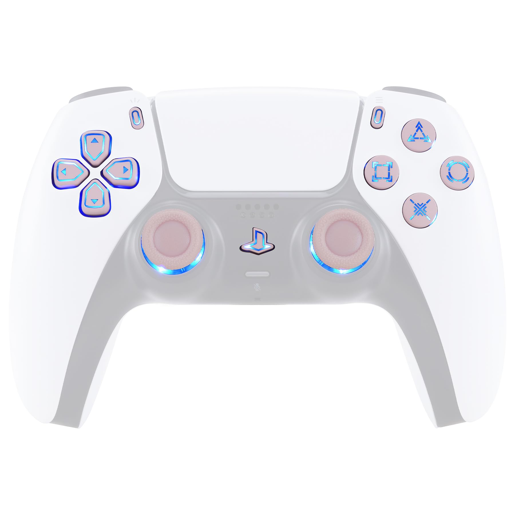 eXtremeRate Multicolore Tasti Luminosi per ps5 Controller BDM-030/040/050,D-pad Levette Analogiche Pulsanti DTF V3 LED Kit Ricambio per ps5 Joystick(Senza Controller)-Rosa