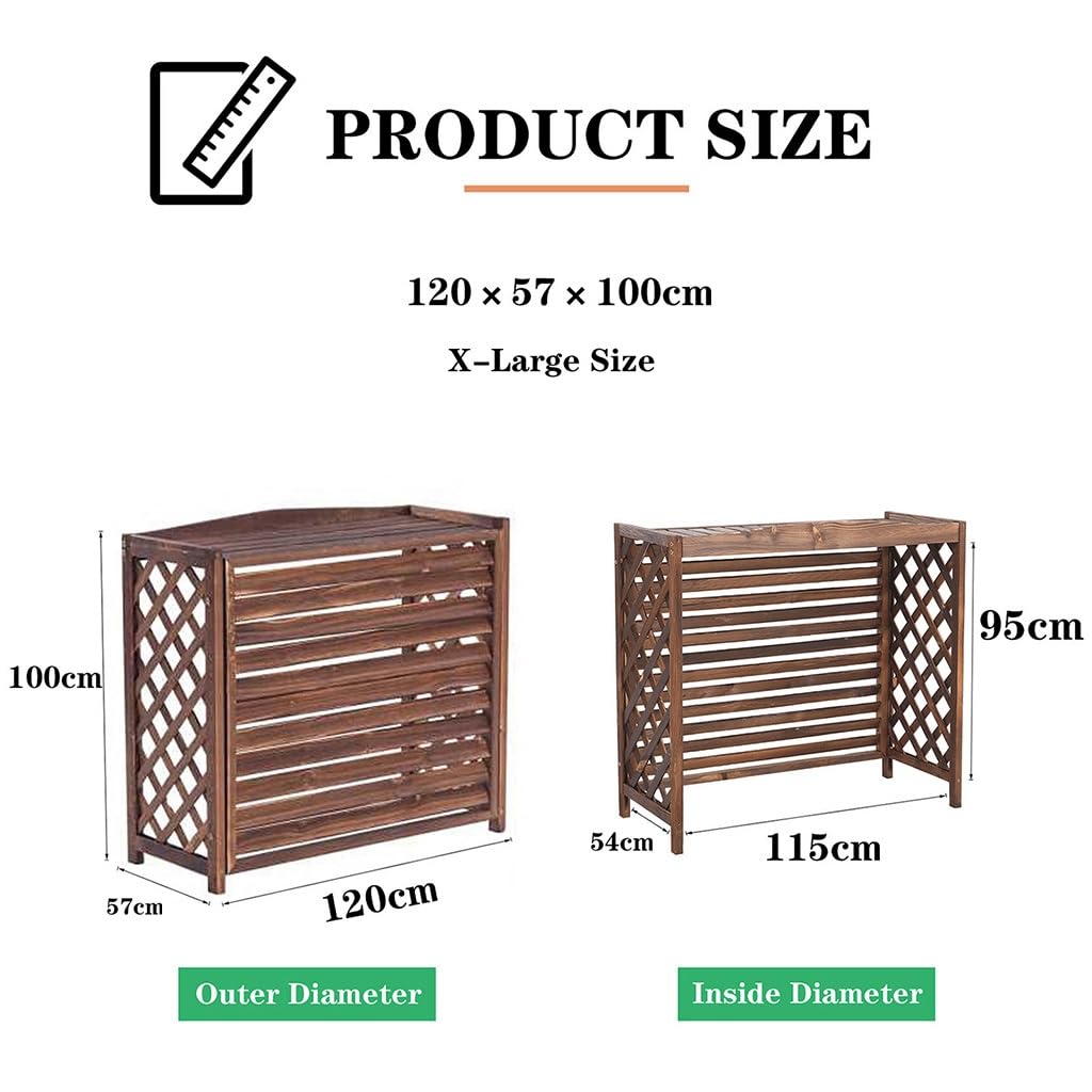 Bois Massif Cache Climatiseur Exterieur Utiliser dans Le Jardin, Support De Fleurs Autoportant Protection Housse(120x57x100cm)