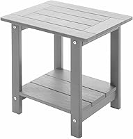 Vista 1 de Double Adirondack - Mesa auxiliar rectangular resistente a la intemperie, para silla Adirondack, color gris claro
