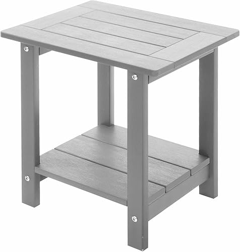 Double Adirondack - Mesa auxiliar rectangular resistente a la intemperie, para silla Adirondack, color gris claro