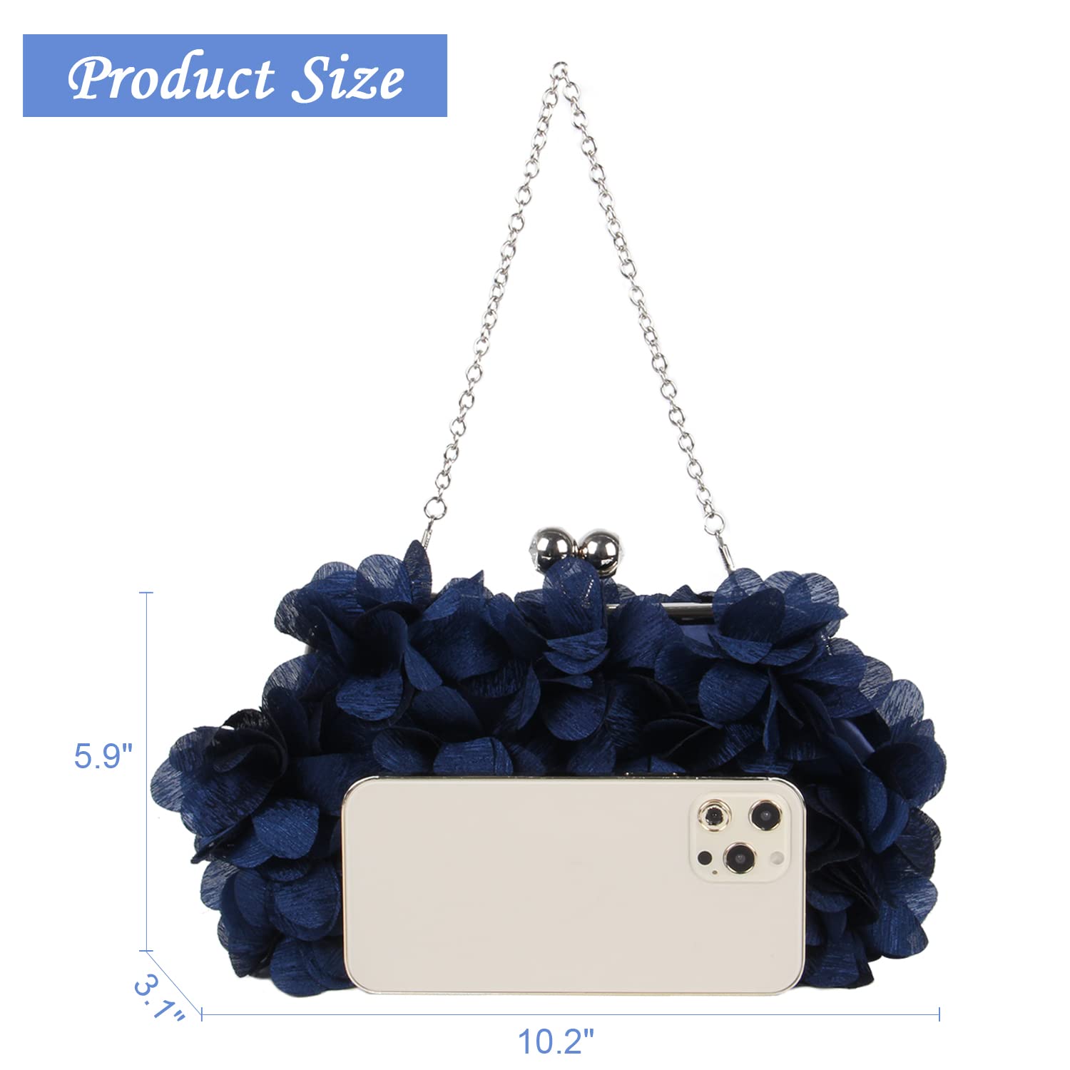 SUKUTU Pochette de Soirée pour Femme Fleur Sac à Main de Soirée Femme Mariage Chaîne Sac à Bandoulière Sac à main