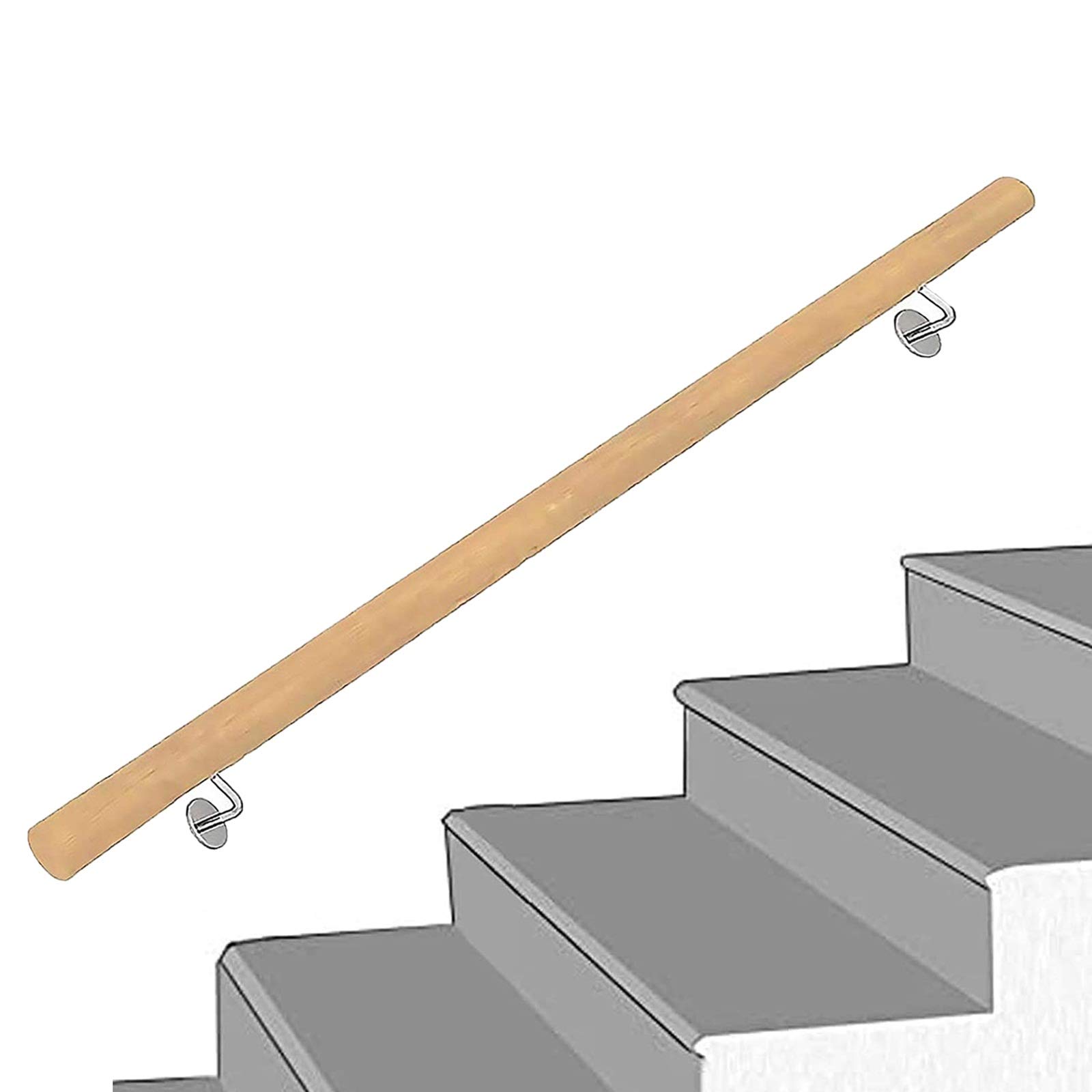 Main courante d'escalier anti-dérapante en bois de 50 à 600 cm