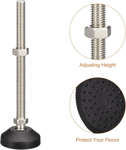 Miniatura 8 de uxcell Niveladores de muebles, 4 pies de nivelación universales de nailon M10x80x50mm, patas de mesa giratorias ajustables para muebles, máquinas de