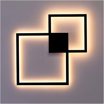20W Modern LED Wall Lamp with Remote Control Square DIY Combination Wall Light Wall Fixture for Hallway Entrance Bedroom Living Room Black
