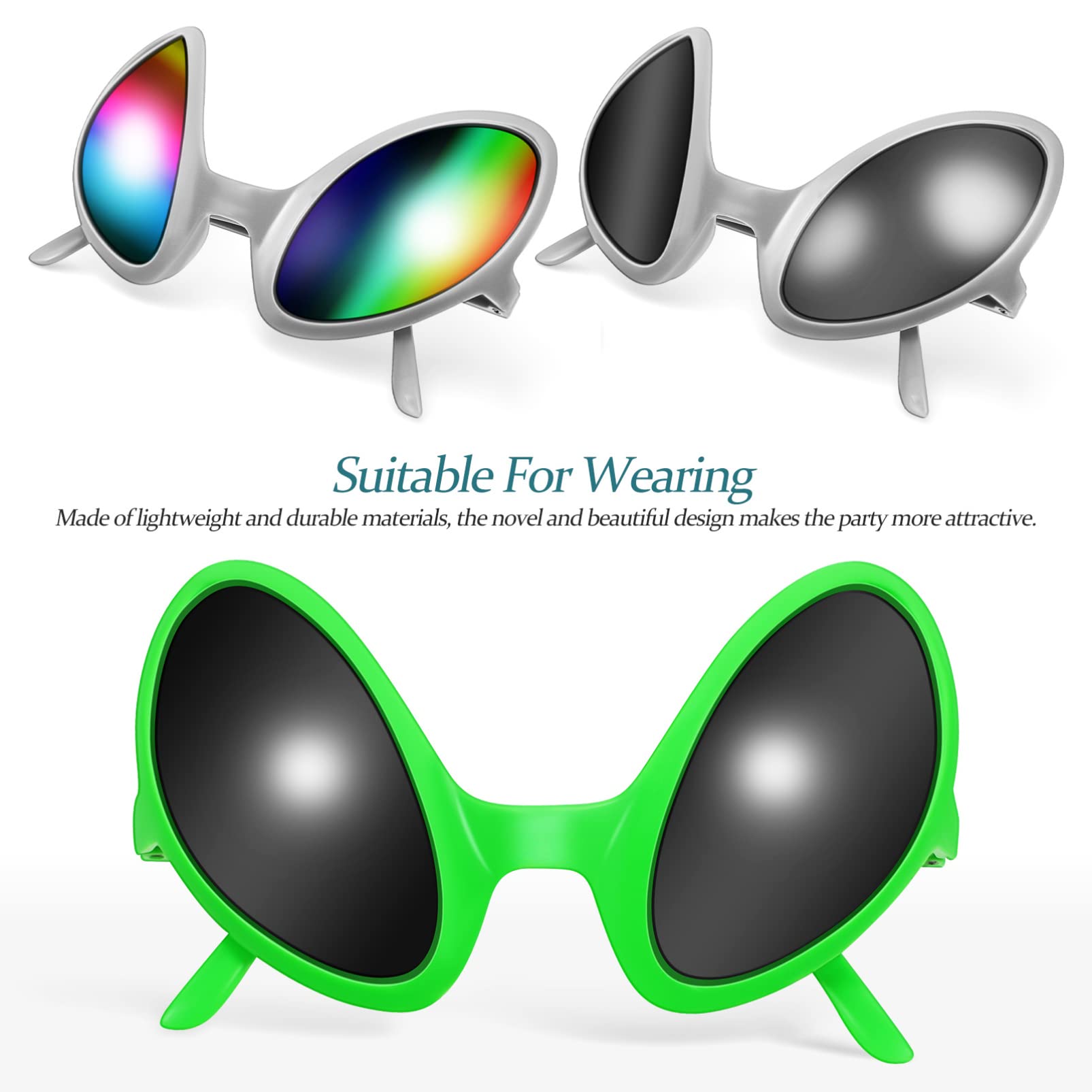 NUOBESTY 4 pezzi divertenti occhiali alieni occhiali da sole decorativi per feste di cosplay party favors carnevale