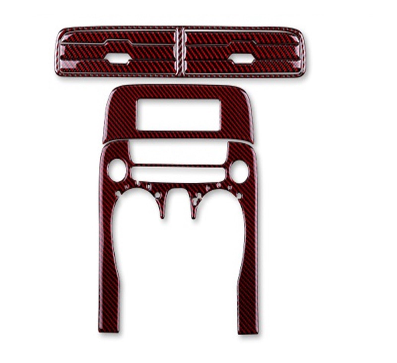 Interior Trim for Chevrolet for Camaro 2010 2011 Interior Trim Car Air Conditioning Switch Panel Cover Real Carbon Fiber Sticker Cover Trim Sticker(Whole Set Black Red)