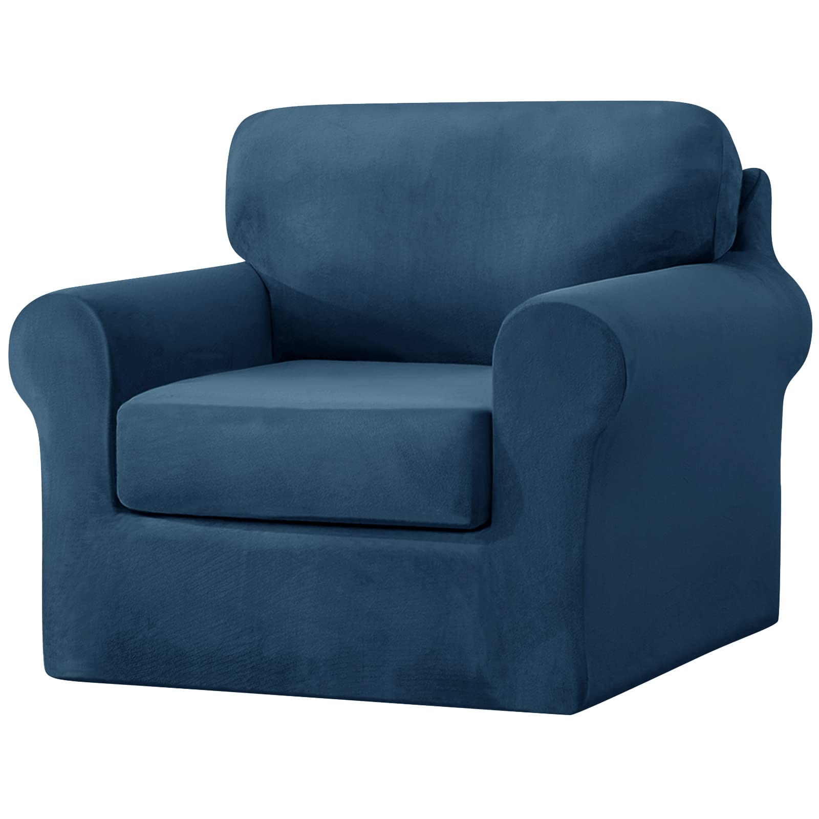 SYLC Sofa Cover with Separate Seat Cushions and Backrests Stretch Velvet Sofa Slipcover Couch Covers Furniture Protector Split Combined (Blue,Large 1 Seat Set 3 PCS)