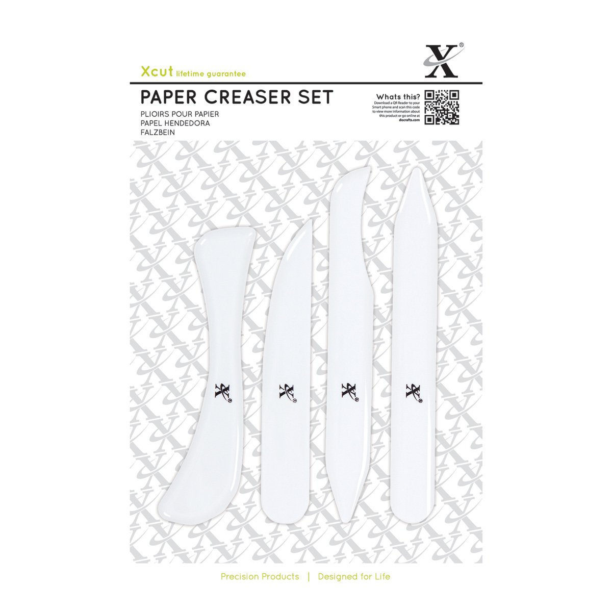 4pc Paper Creaser Set Bone Folder Scoring Straight Curved Tools Card Box Making