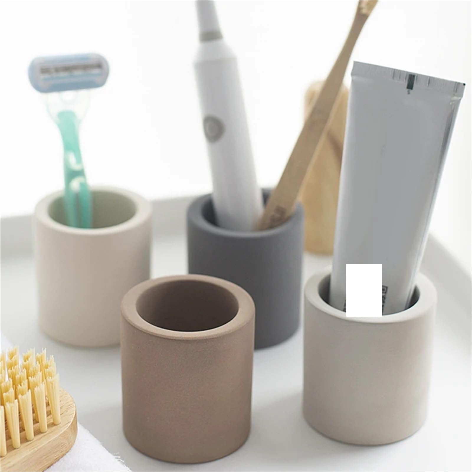 3 pezzi porta spazzolino portatile semplice tazza da lavaggio bagno per Spazzolini da Denti(Gray)