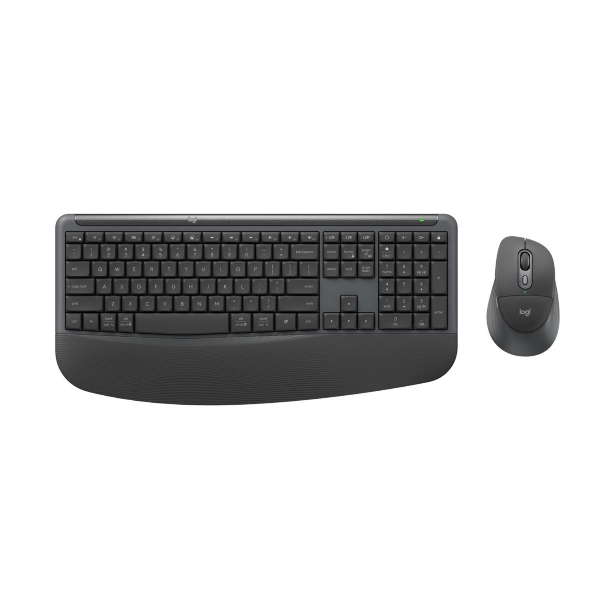 Logitech Signature Comfort Plus Combo MK880 bezprzewodowa klawiatura, mysz w standardowym rozmiarze, podkładka pod nadgarstek, ciche kliknięcia, bezpieczny odbiornik, Bluetooth, Windows/macOS, DEU