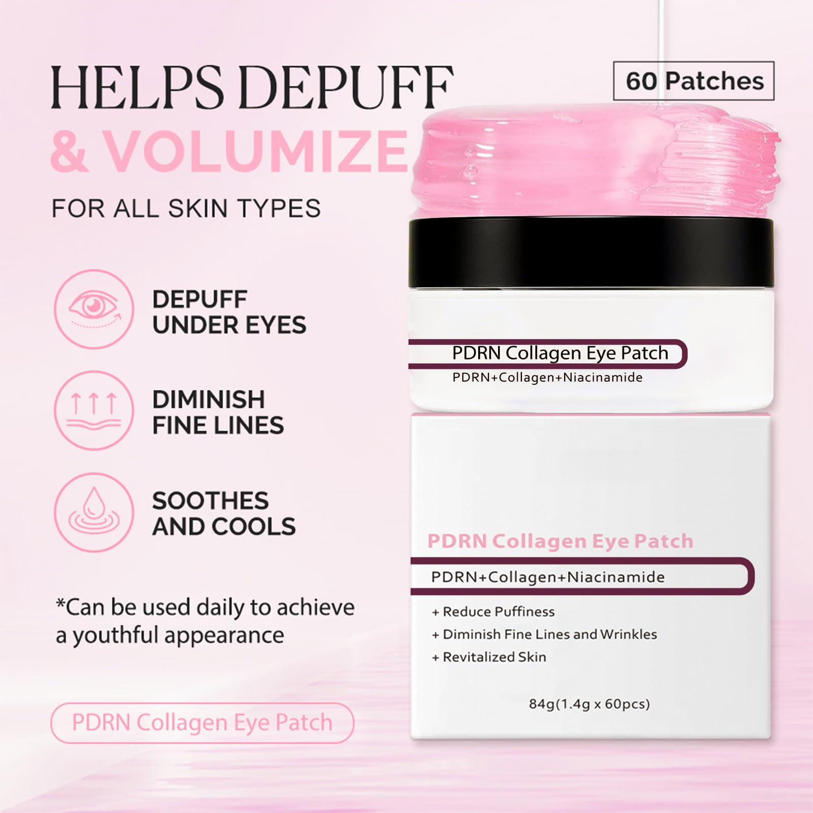 Calcium Volume Multi Balm & PDRN Collagen Under Eye Gel Patches, Calcium Collagen Stick For Face & Anti Wrinkle Patches - Image 3