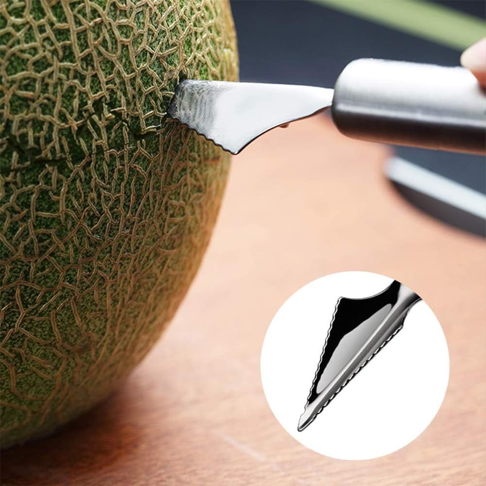 Ensemble de couteaux sphériques : ensemble de 2 couteaux sphériques et outils à découper, cuillère à melon en acier inoxydable, couteau à melon multifonction, épépineur