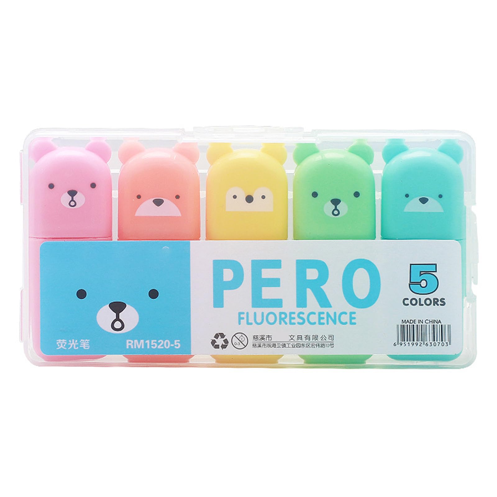 Xinsheinelry 4/5 / 6 Colors Cartoon Highlighter Pen Small School Supplies Markers Highlighters Set for School