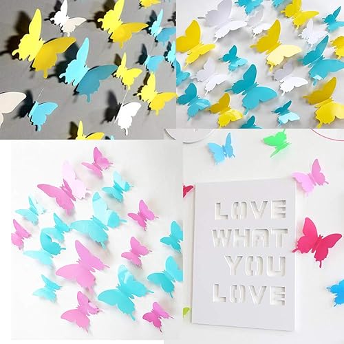 Miniatura 6 de Calcomanías de pared 3D de mariposa azul aire, 24 unidades, calcomanías de mural extraíbles, calcomanías de pared para decoración del hogar y la