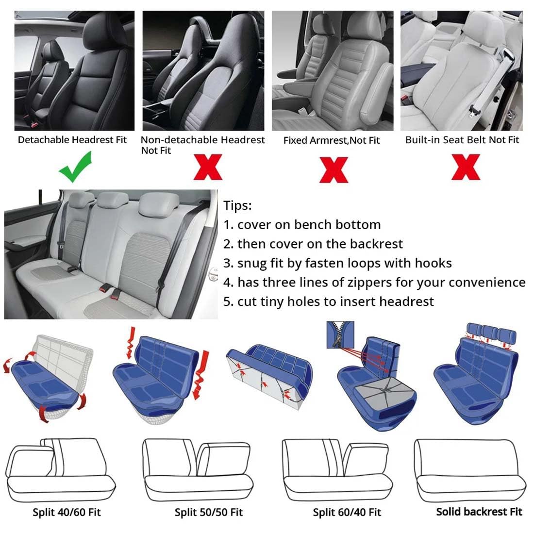 Pokrowce na siedzenia samochodowe dla Range Rover Evoque 2013-2019, przednie tylne cztery pory roku poduszka ochronna dekoracja oddychające akcesoria do wnętrz samochodowych,E