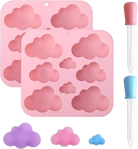 Paquete de 2 moldes de silicona de nube lindos, molde de silicona de nube 3D, molde en forma de nube, bandeja de nube, herramienta de horneado de