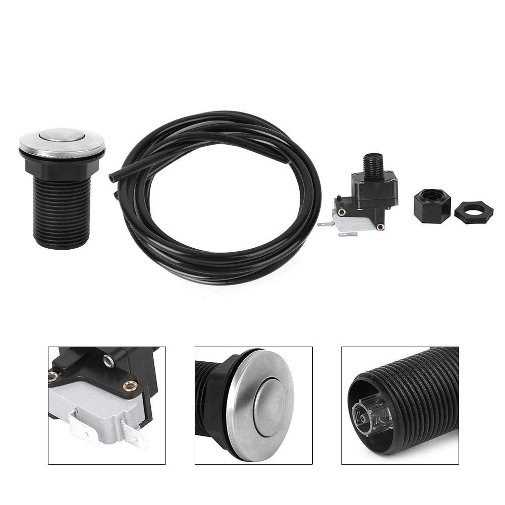 Kit de commutateur de bouton de tuyau d'air Interrupteur à poussoir activé par air pour baignoire d'élimination des ordures Convient pour la cuisine Élimination des ordures alimentaires Chauffe-eau él