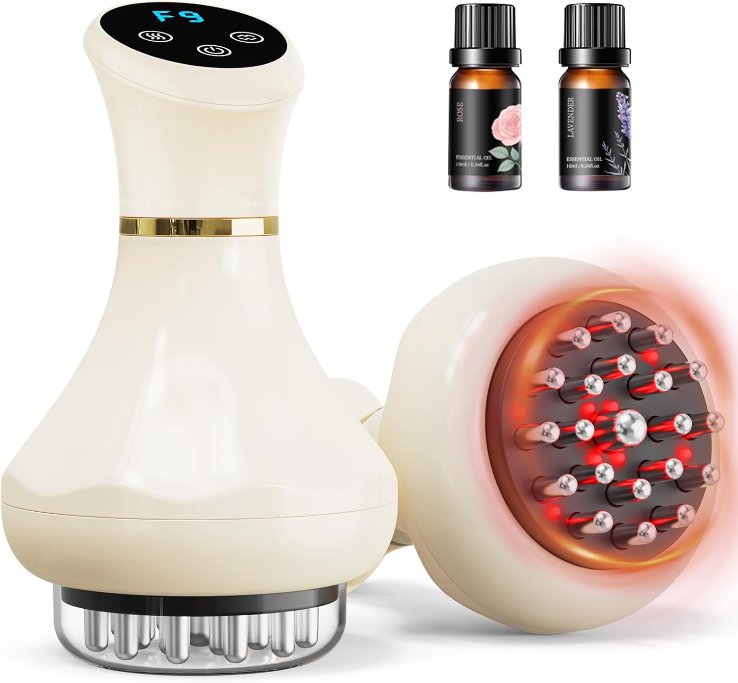 Lymphatic Drainage Massager & Handheld Body Sculpting Machine for Legs, Arms, Belly & Body Massage, Anti Cellulite Massage Tool with Red-Light, 9-Level Heat & Vibration for Relaxation