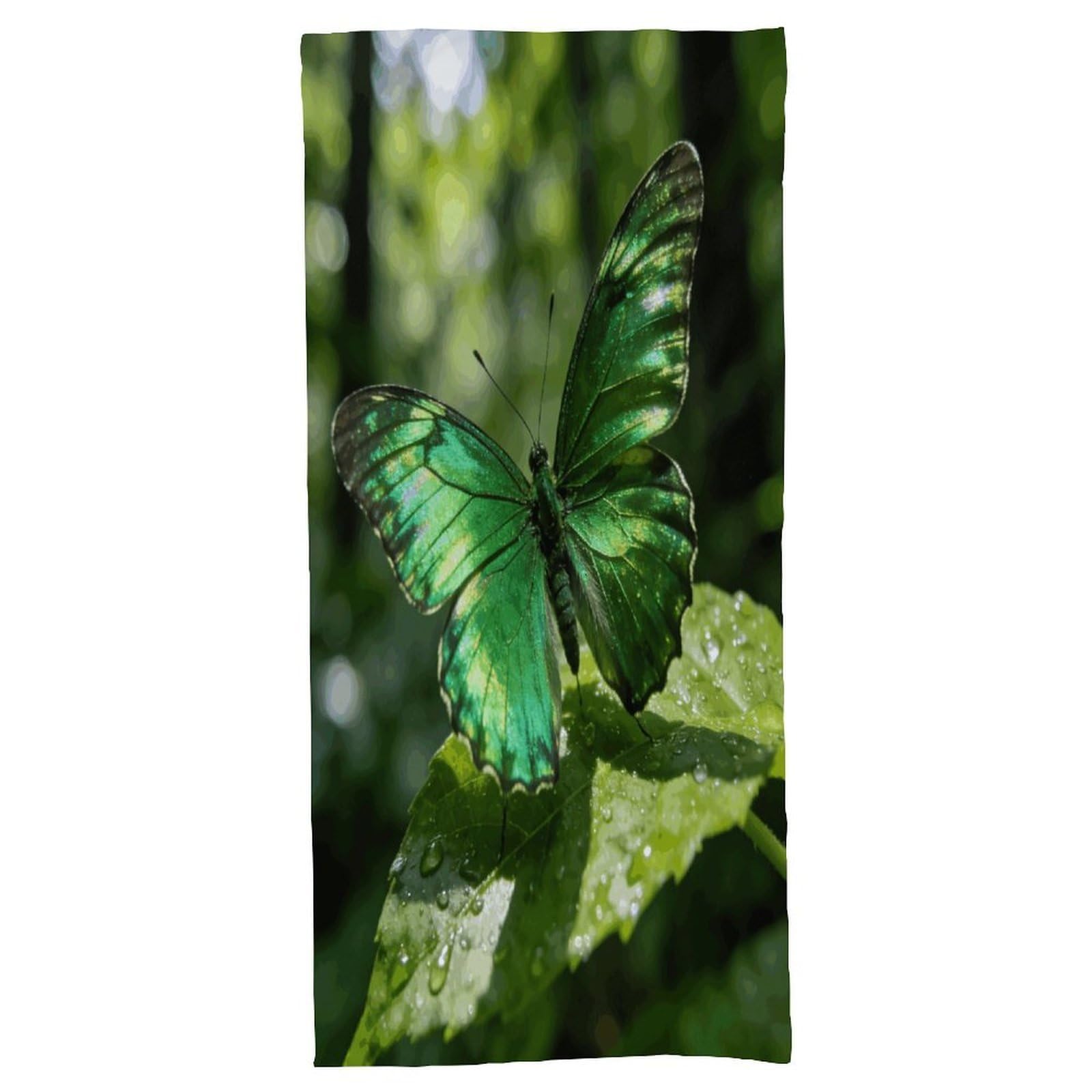 Fodpand Style Butterfly-Green Bath Towel, Highly Absorbent & Quick Drying Beach Towel, Compact & Lightweight Pool Towel For Bathroom, Beach, Pool, Gym, Spa, And Hotel Use